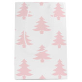 Pastel Roze Bomen Patroon Kerstmis Medium Cadeauzakje (Voorkant)