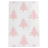 Pastel Roze Bomen Patroon Kerstmis Medium Cadeauzakje (Achterkant)