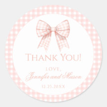Pastel roze boog gingham baby shower dank u