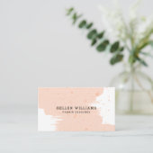 Pastel roze borstelslag modern design visitekaartje (Staand voorkant)