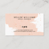 Pastel roze borstelslag modern design visitekaartje (Achterkant)