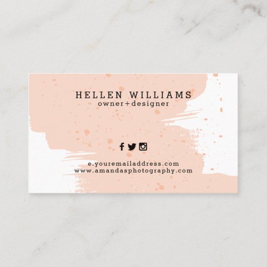 Pastel roze borstelslag modern design visitekaartje (Achterkant)