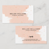 Pastel roze borstelslag modern design visitekaartje (Voorkant / Achterkant)