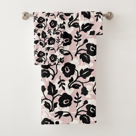 Pastel Roze botanische Planten Moderne Florence Bad Handdoek (Insitu)