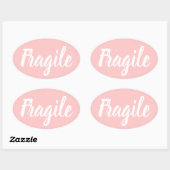 Pastel roze breekbare trendy moderne bedrijven ovale sticker (Vel)