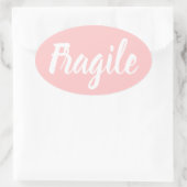 Pastel roze breekbare trendy moderne bedrijven ovale sticker (Tas)