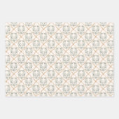 Pastel Roze Bruid Elegante Bloemen Strepen Inpakpapier Vel (Voorkant)