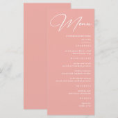Pastel Roze Bruiloft Menu (Voorkant / Achterkant)