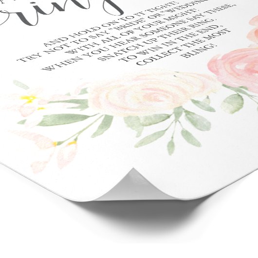 Pastel Roze Bruiloftfeest Ring Game Poster (Hoek)