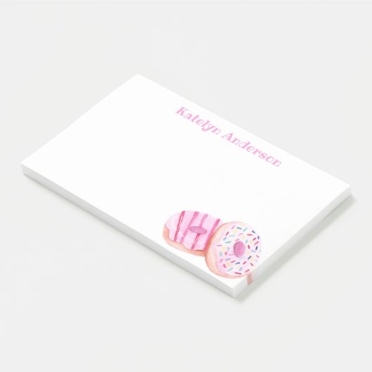 Pastel roze bruine donuts op maat post-it® notes (Schuin)