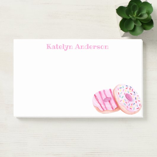 Pastel roze bruine donuts op maat post-it® notes (Kantoor)