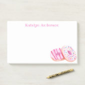 Pastel roze bruine donuts op maat post-it® notes (Op bureau)