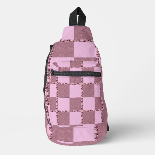 Pastel roze Buffel Check geruite Patroon Schattige Sling Bag (Voorkant)