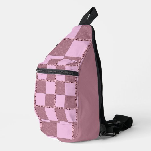Pastel roze Buffel Check geruite Patroon Schattige Sling Bag (Rechterhoek)