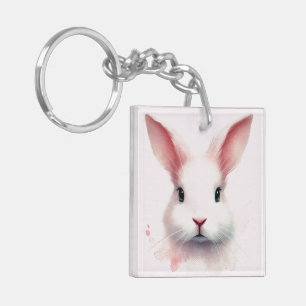 Pastel Roze Bunny Acryl Sleutelhanger – Schattige