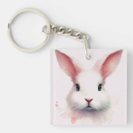 Pastel Roze Bunny Acryl Sleutelhanger – Schattige