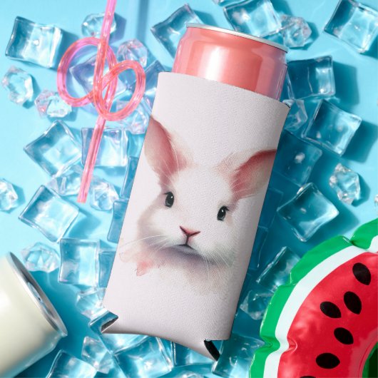 Pastel Roze Bunny Gezicht Koelbox Seltzer Blikjeskoeler (Insitu Zomer)