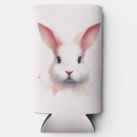 Pastel Roze Bunny Gezicht Koelbox Seltzer Blikjeskoeler (Voorkant)