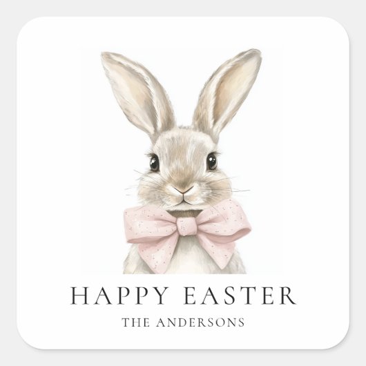 Pastel Roze Bunny Paas Sticker (Voorkant)