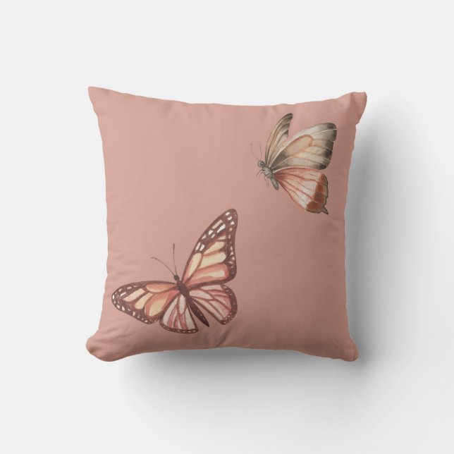 Pastel Roze Butterfly Sierkussen (Voorkant)