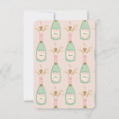 Pastel roze champagne vrijgezellenfeest kaart (Achterkant)