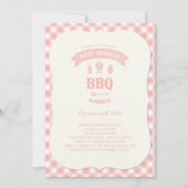 Pastel Roze Checks BBQ Chic Meisje Baby shower Par Kaart (Voorkant)
