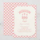 Pastel Roze Checks BBQ Chic Meisje Baby shower Par Kaart (Voorkant / Achterkant)