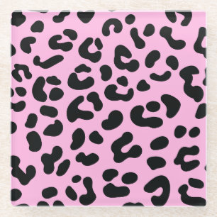 Pastel Roze Cheetah Print Glazen Onderzetter