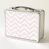 Pastel Roze Chevron en Stippen Grijs Monogram (Achterkant)