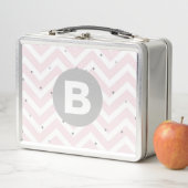 Pastel Roze Chevron en Stippen Grijs Monogram (In situ)