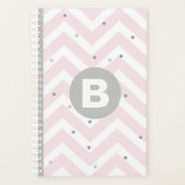 Pastel Roze Chevron en Stippen Grijs Monogram Planner (Voorkant)