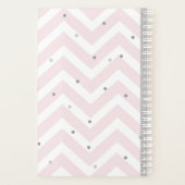 Pastel Roze Chevron en Stippen Grijs Monogram Planner (Achterkant)