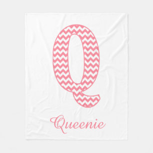 Pastel Roze Chevron Letter Q Design Fleece Deken