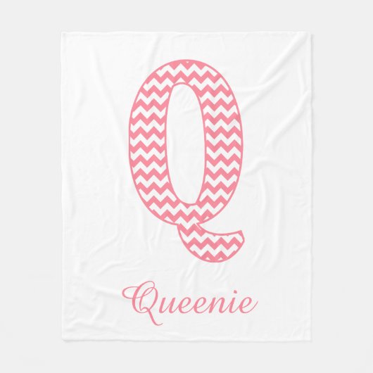 Pastel Roze Chevron Letter Q Design Fleece Deken (Voorkant)