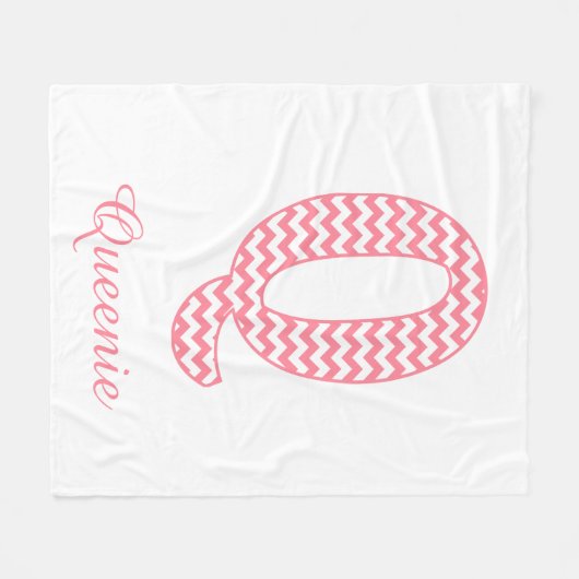 Pastel Roze Chevron Letter Q Design Fleece Deken (Voorkant (Horizontaal))