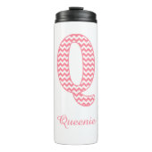 Pastel Roze Chevron Letter Q Design Thermosbeker (Voorkant)