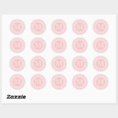 Pastel Roze Chevron Monogram Ronde Stickers (Vel)
