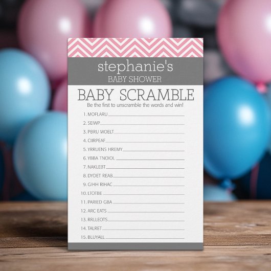 Pastel Roze Chevrons Baby Scramble Showgame