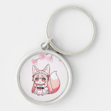 Pastel Roze Chibi VosMeisje met Kersenbloesem