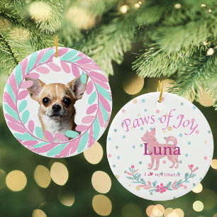 Pastel Roze Chihuahua Gepersonaliseerde Kerstmis Keramisch Ornament