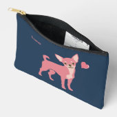 Pastel Roze Chihuahua Valentijns Pouch, Aangepaste Etui (Open)