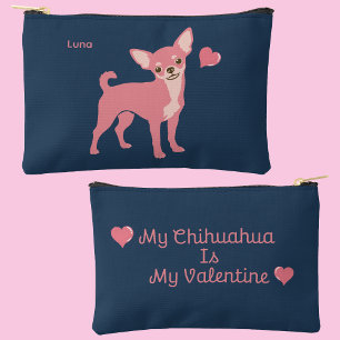 Pastel Roze Chihuahua Valentijns Pouch, Aangepaste Etui