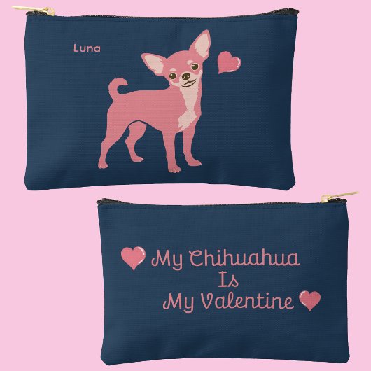 Pastel Roze Chihuahua Valentijns Pouch, Aangepaste Etui