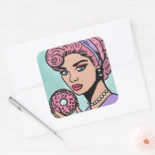 Pastel Roze  Comic Style Donut Stickers (Envelop)