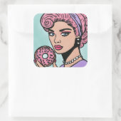 Pastel Roze  Comic Style Donut Stickers (Tas)