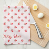 Pastel Roze Coquette Aardbei gepersonaliseerd Theedoek (Quarter Fold)