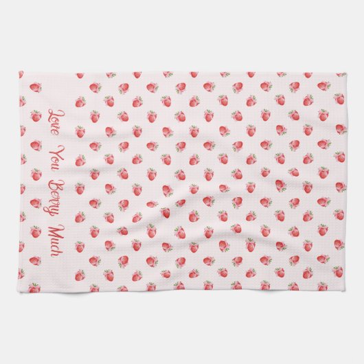 Pastel Roze Coquette Aardbei gepersonaliseerd Theedoek (Horizontaal)