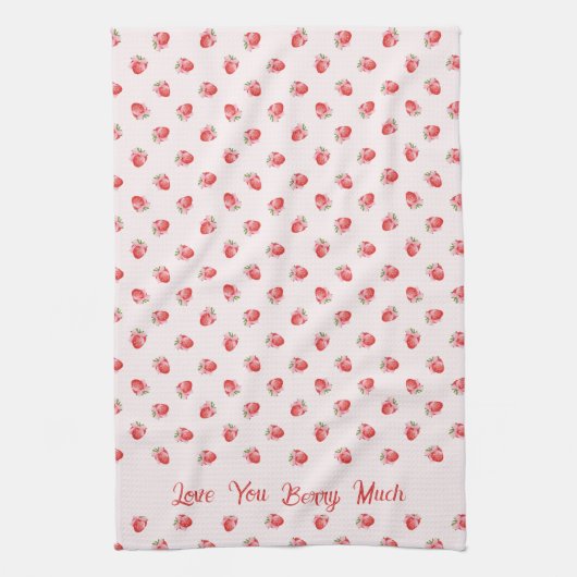 Pastel Roze Coquette Aardbei gepersonaliseerd Theedoek (Verticaal)