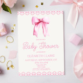 Pastel Roze Coquette Bow Baby shower Uitnodiging