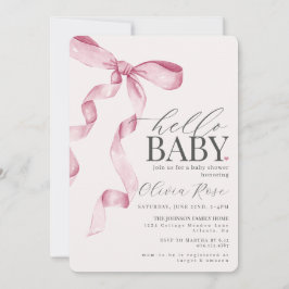 Pastel Roze Coquette Bow Meisje Baby shower Invite